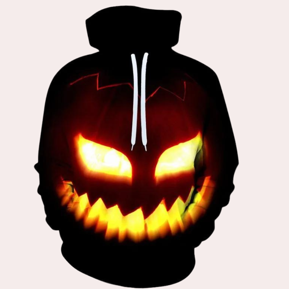 Ladies' Fall Hooded Sweatshirt - Pumpkin Ghost Design - ModishWorld
