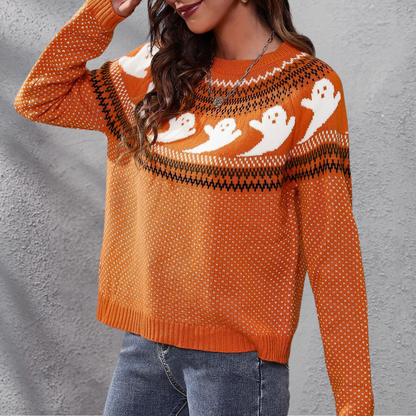 Spooky Skeleton Crew Neck Halloween Sweater