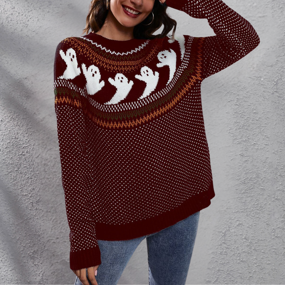 Spooky Skeleton Crew Neck Halloween Sweater