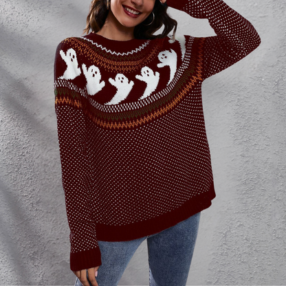 Spooky Skeleton Crew Neck Halloween Sweater
