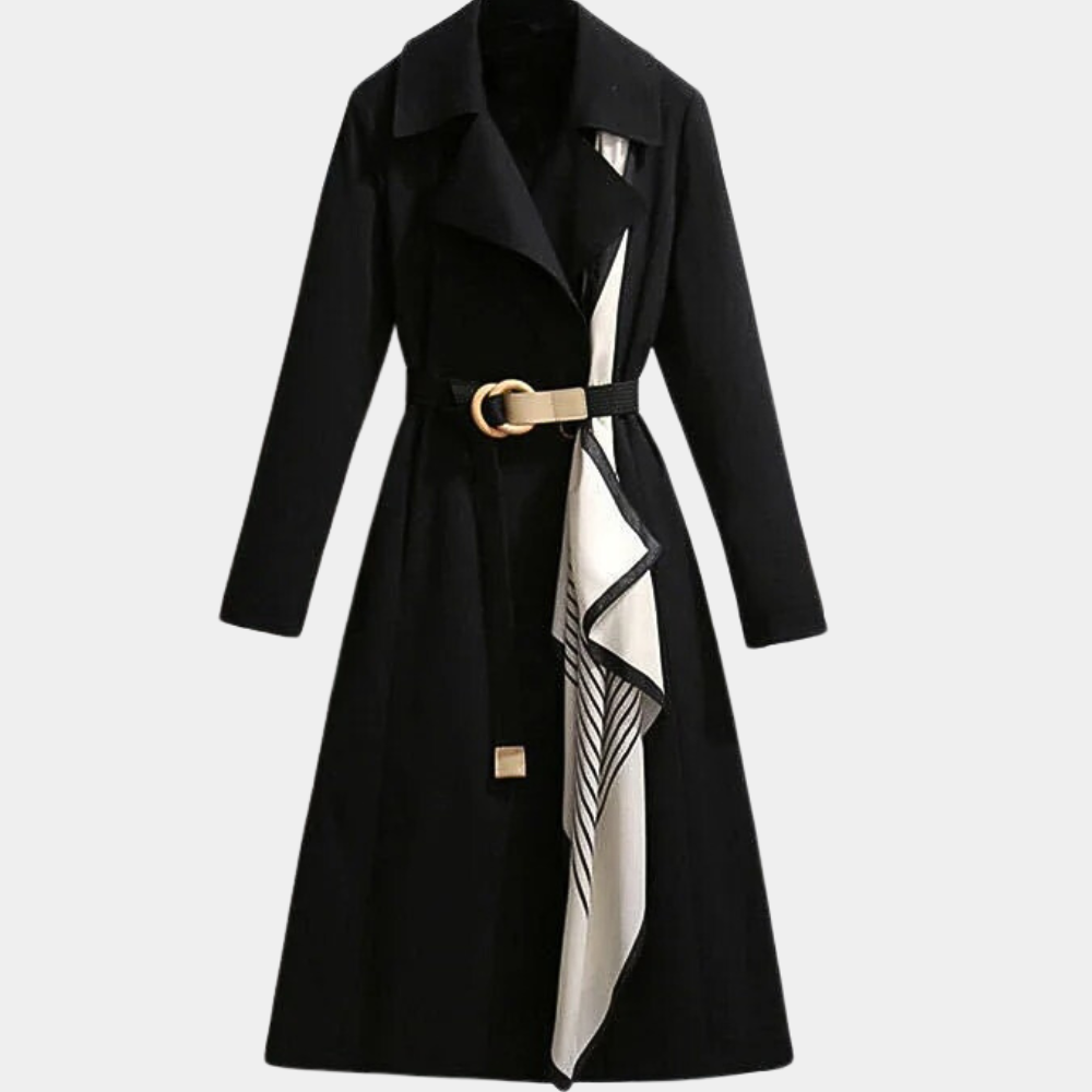 Classy Women's Long Trench Coat - Adjustable Belt