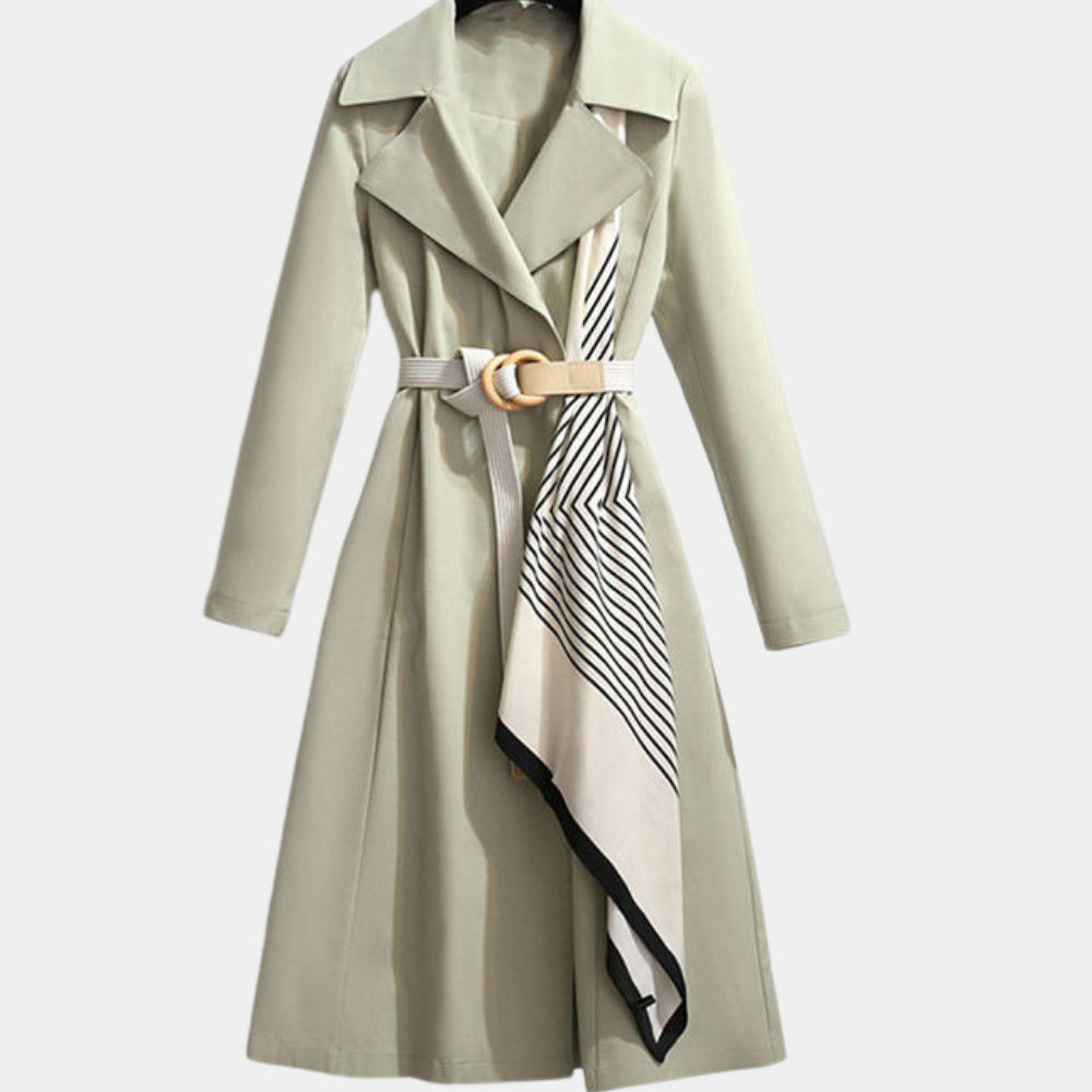 Classy Women's Long Trench Coat - Adjustable Belt - ModishWorld