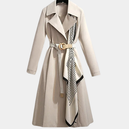 Classy Women's Long Trench Coat - Adjustable Belt