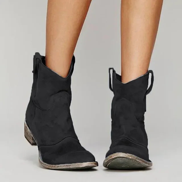 Soft Round Toe Low Heel Women's Ankle Boots