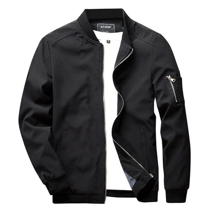 Classic Zip Up Bomber Jacket with Ribbed Cuff