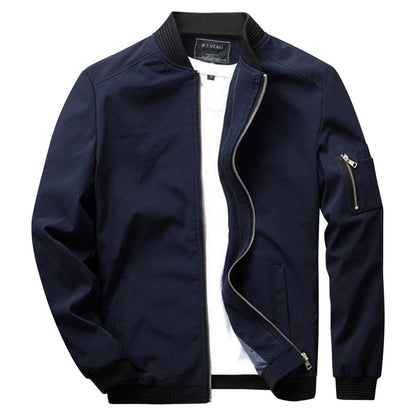 Classic Zip Up Bomber Jacket with Ribbed Cuff