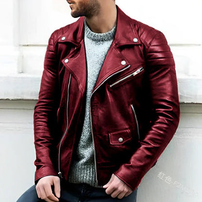 Classic Black Leather Biker Jacket for Men