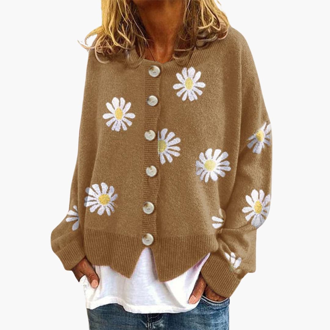 Floral Long Sleeve Women's Cardigan Sweater - ModishWorld