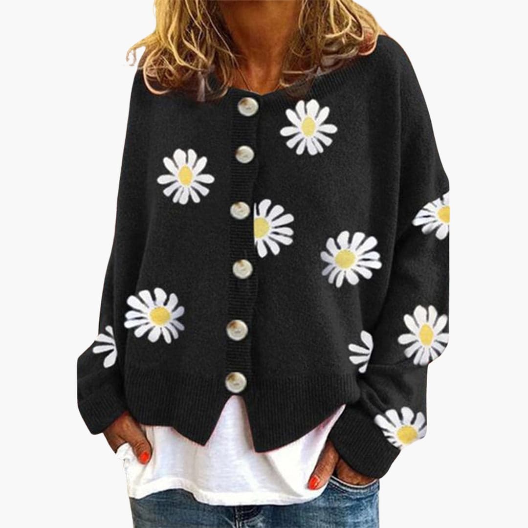 Floral Long Sleeve Women's Cardigan Sweater