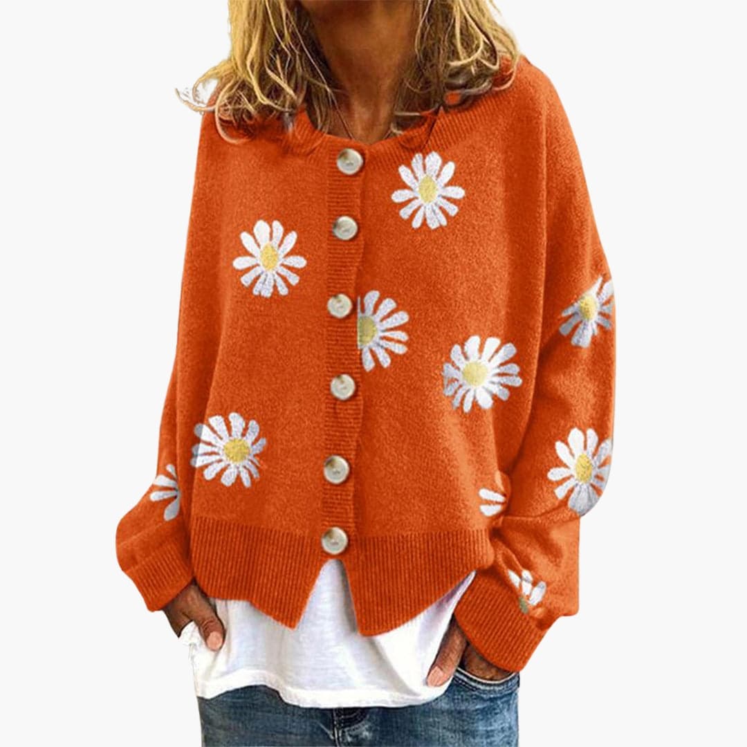 Floral Long Sleeve Women's Cardigan Sweater