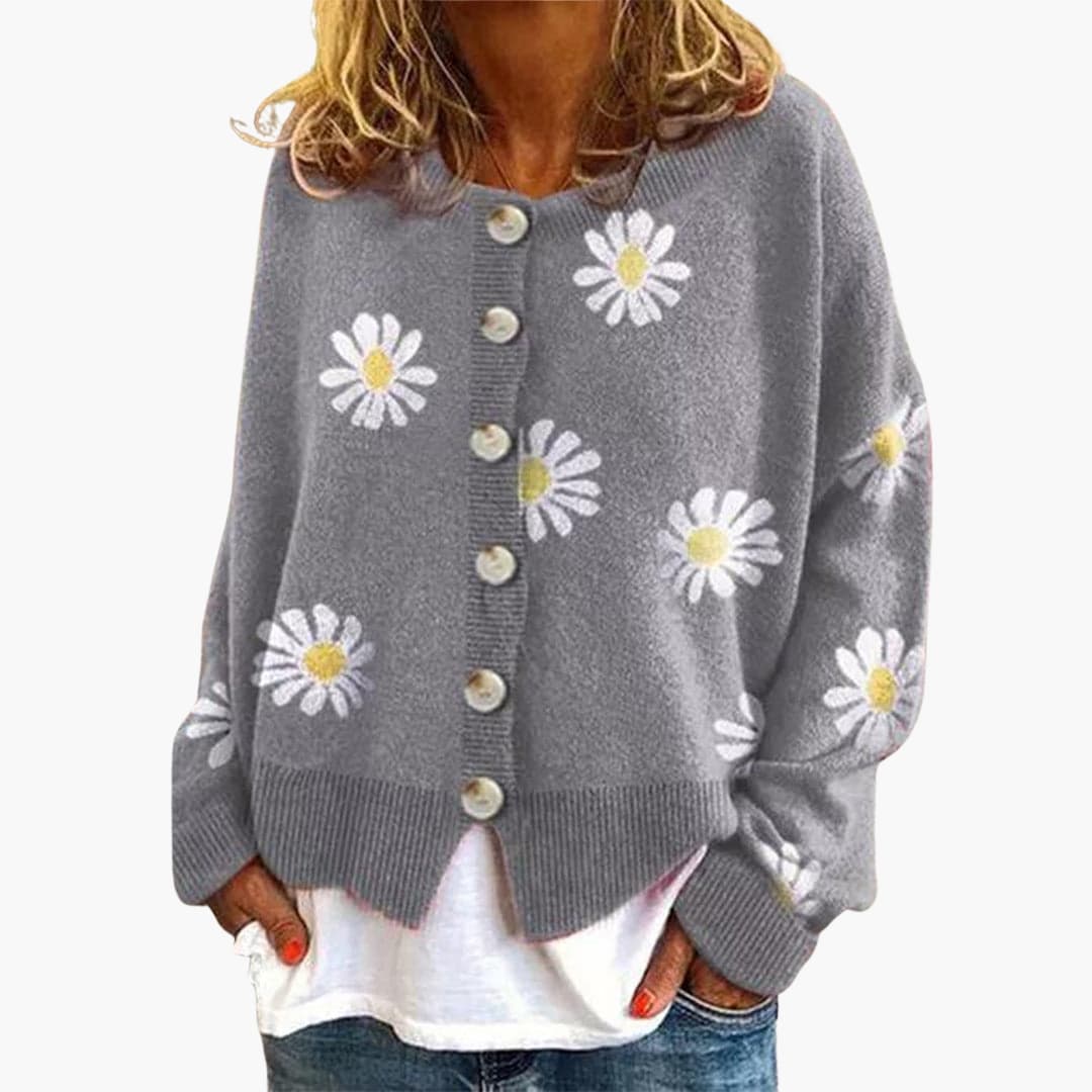 Floral Long Sleeve Women's Cardigan Sweater