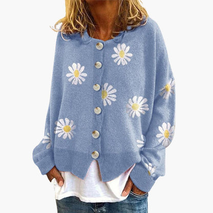 Floral Long Sleeve Women's Cardigan Sweater