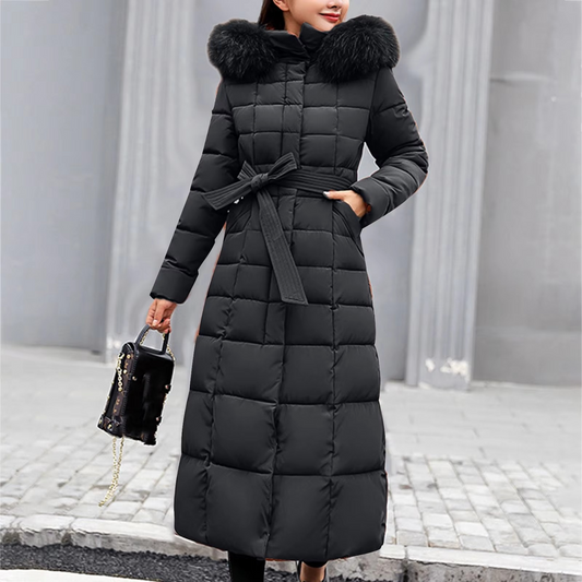 Warm Women's Parka Coat with Faux Fur Hood - Modish World