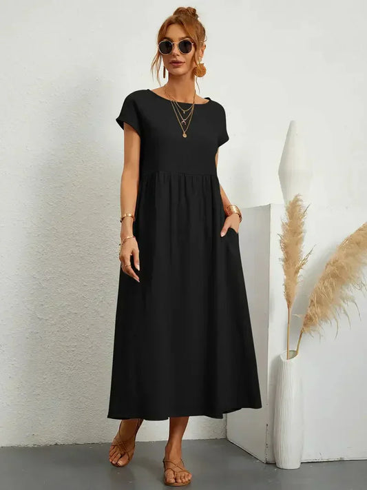 Chic Women's Summer Dress - Breathable Cotton Maxi Dress - ModishWorld