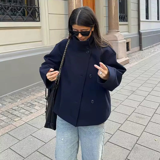 Classic Double Breasted Short Trench Coat - ModishWorld
