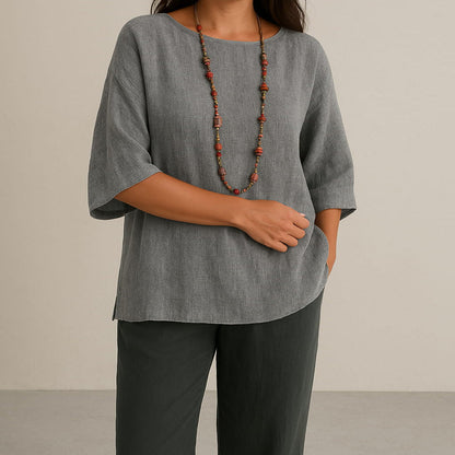 Relaxed Fit 3/4 Sleeve Women's Blouse - ModishWorld