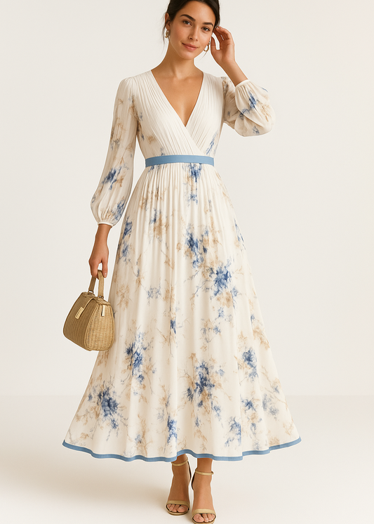 Women's Chic Long Sleeve Floral Maxi Dress - Modish World
