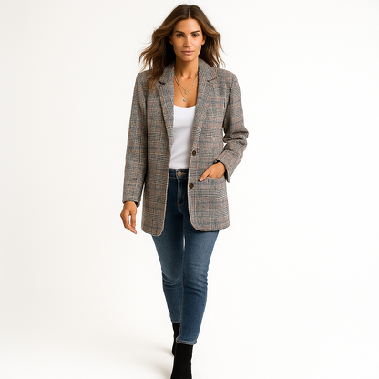 Classic Checked Wool Jacket for Women - ModishWorld