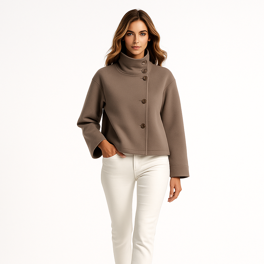 Short Fitted Neck Women's Jacket - ModishWorld