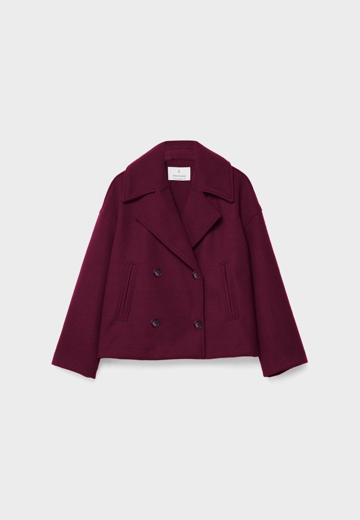 Women's Short Double Breasted Coat with Notch Collar