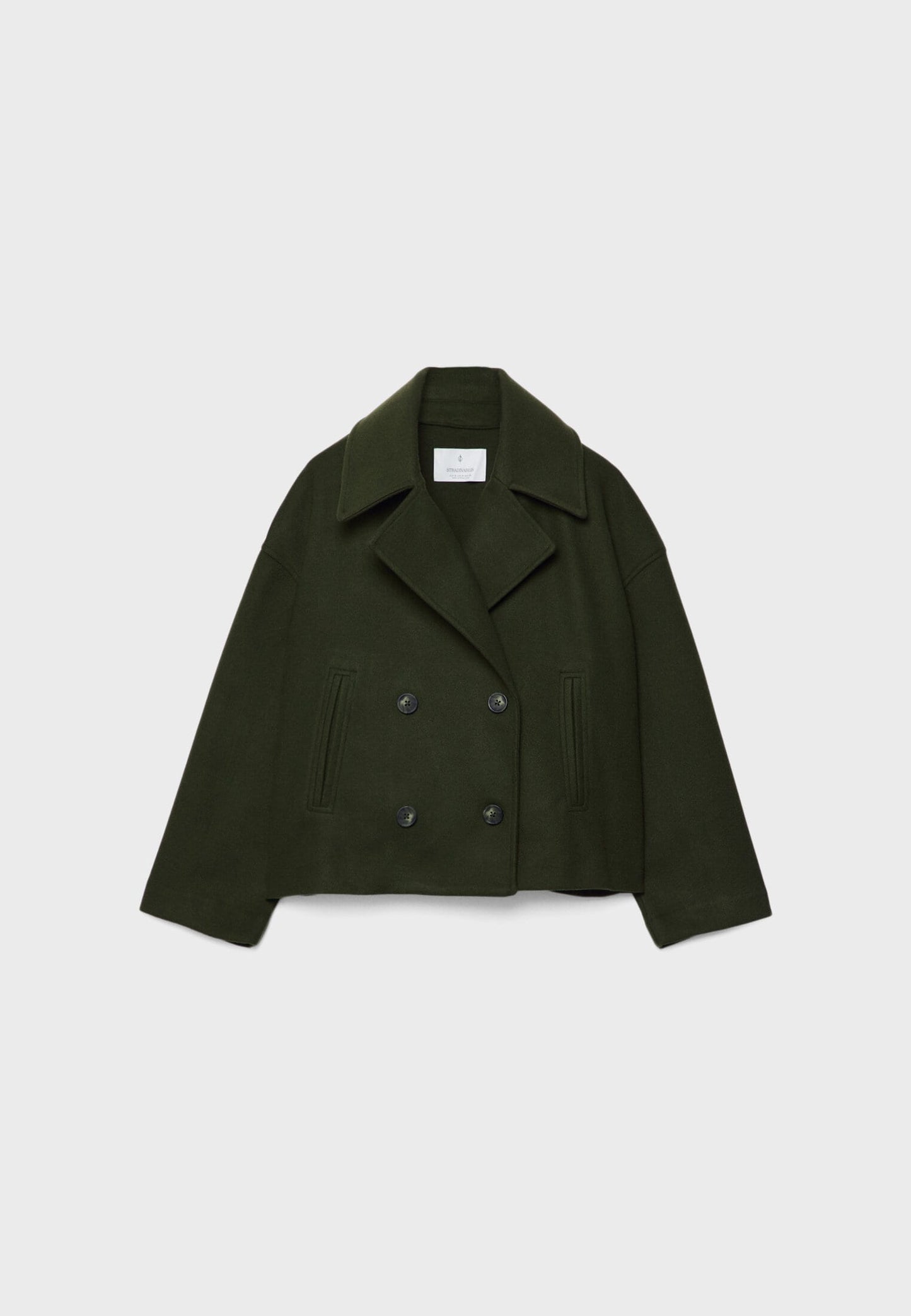 Women's Short Double Breasted Coat with Notch Collar