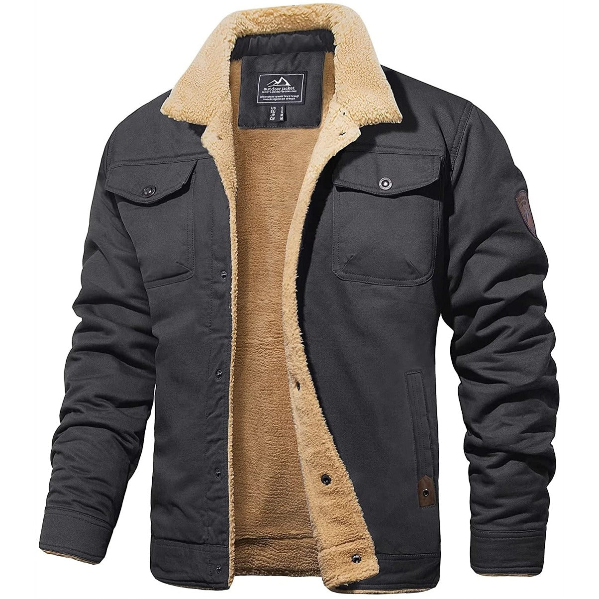 Warm Padded Men's Bomber Coat with Pocket