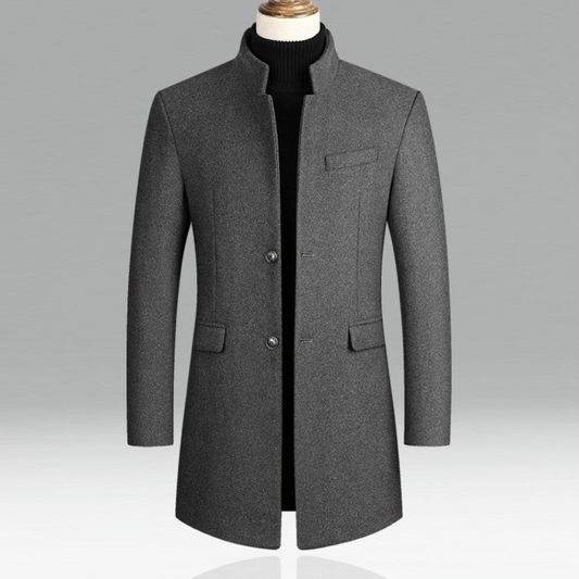 Classic Men's Overcoat With Fitted Collar - ModishWorld
