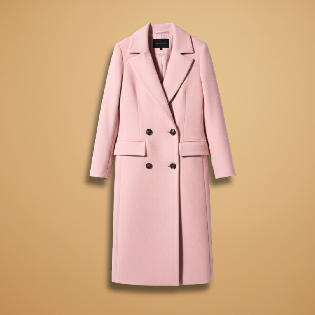 Ladies Classic Coat with Lapel Collar and Button Front - Modish World