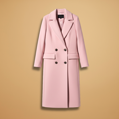 Ladies Classic Coat with Lapel Collar and Button Front - Modish World