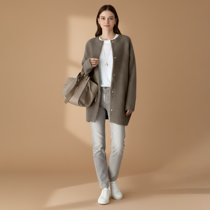 Women's Open Front Cardigan with Button Closure