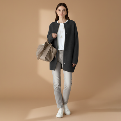 Women's Open Front Cardigan with Button Closure