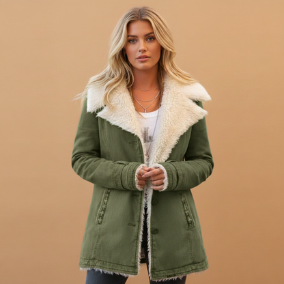 Warm Women's Parka Jacket with Zip Front