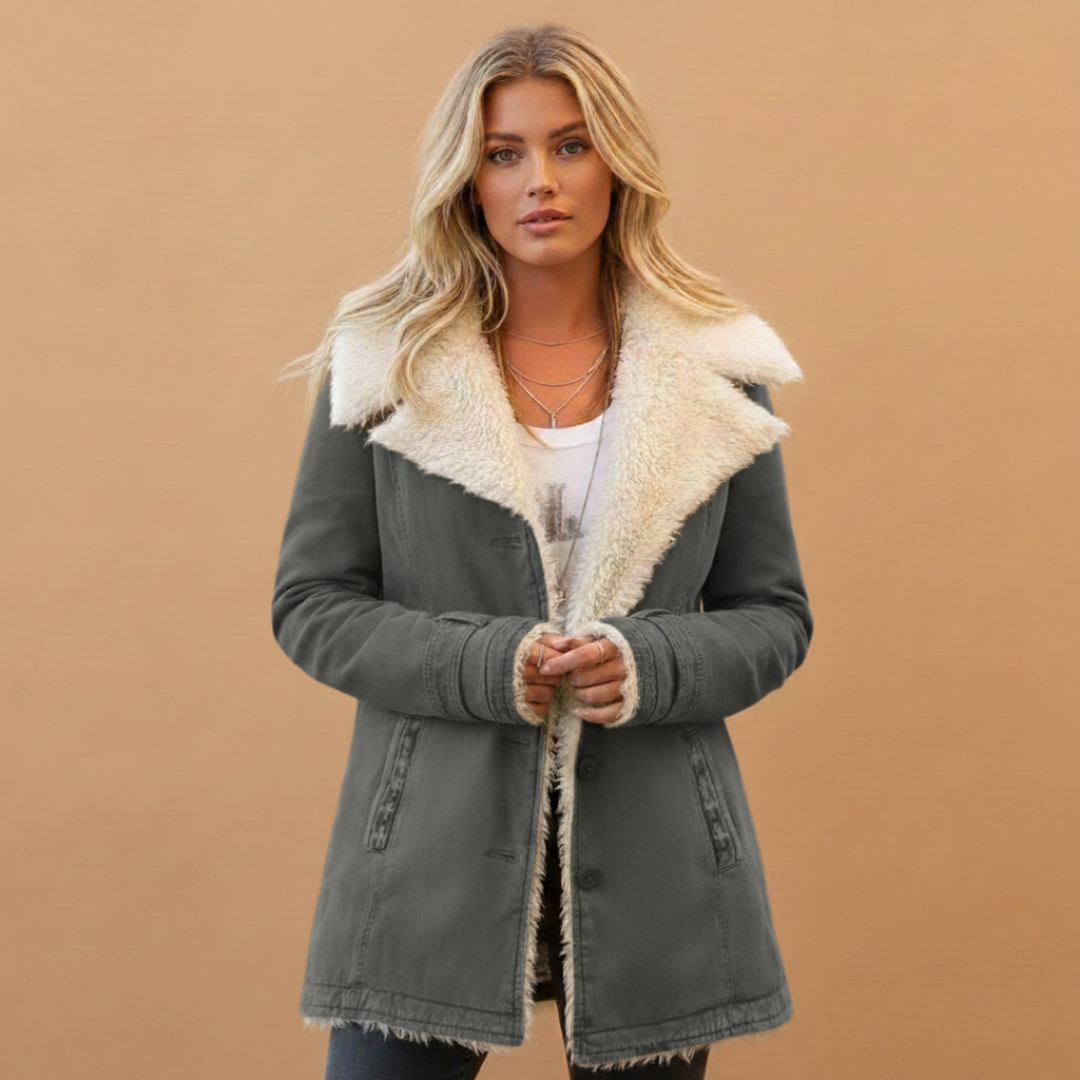 Warm Women's Parka Jacket with Zip Front