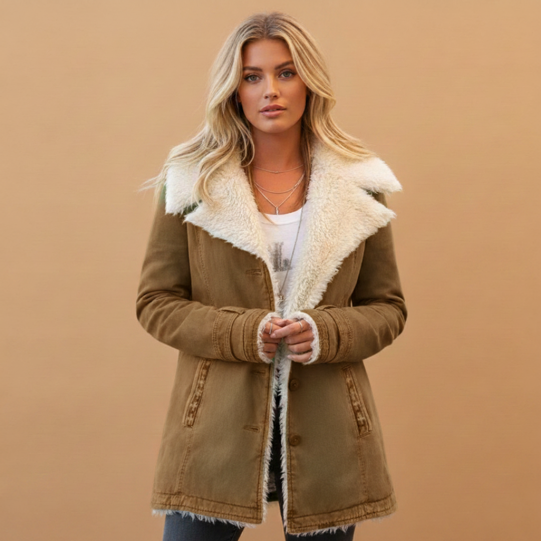 Warm Women's Parka Jacket with Zip Front