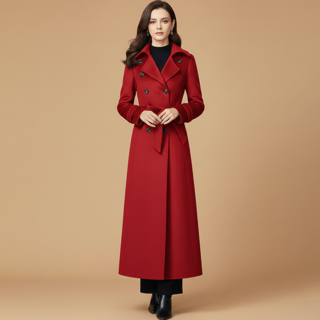 Ladies Classic Trench Coat with Belted Waist