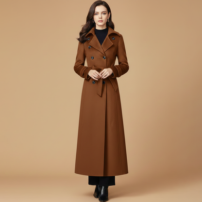 Ladies Classic Trench Coat with Belted Waist
