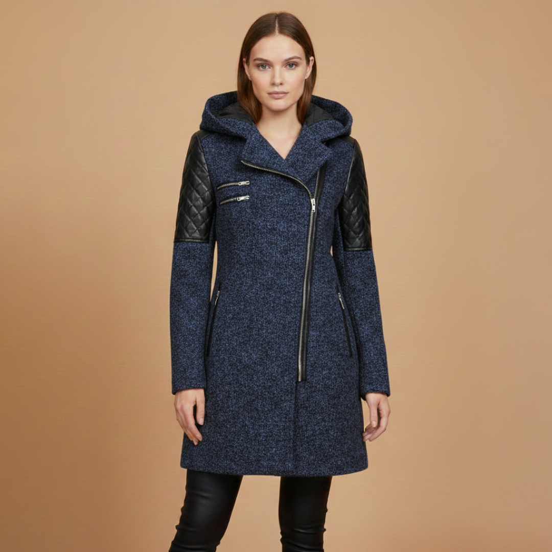 Ladies Warm Parka with Hood and Zipper Closure