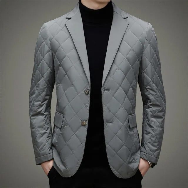 Men's Padded Blazer Jacket with Classic Lapel
