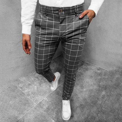 Stylish Checked Work Pants - Slim Fit Design