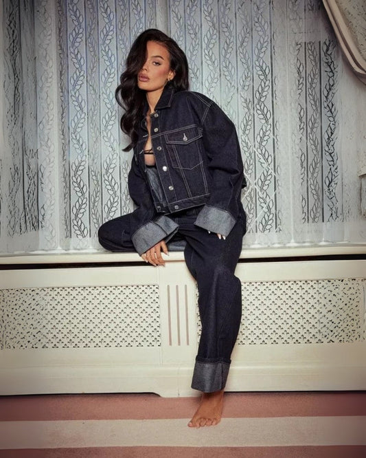 Women's Classic Blue Jeans Suit Set - ModishWorld
