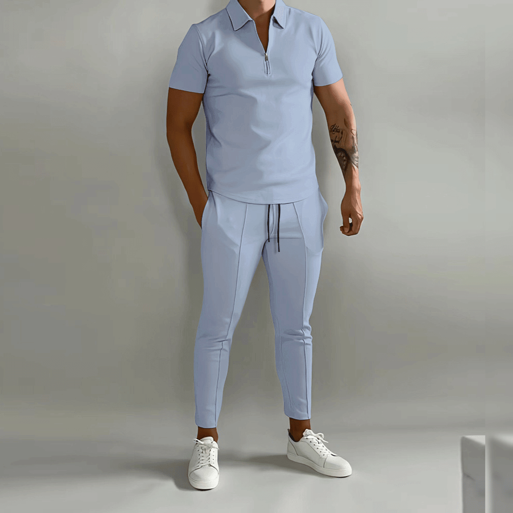 Classic Mens Polo Shirt and Pants Suit Set