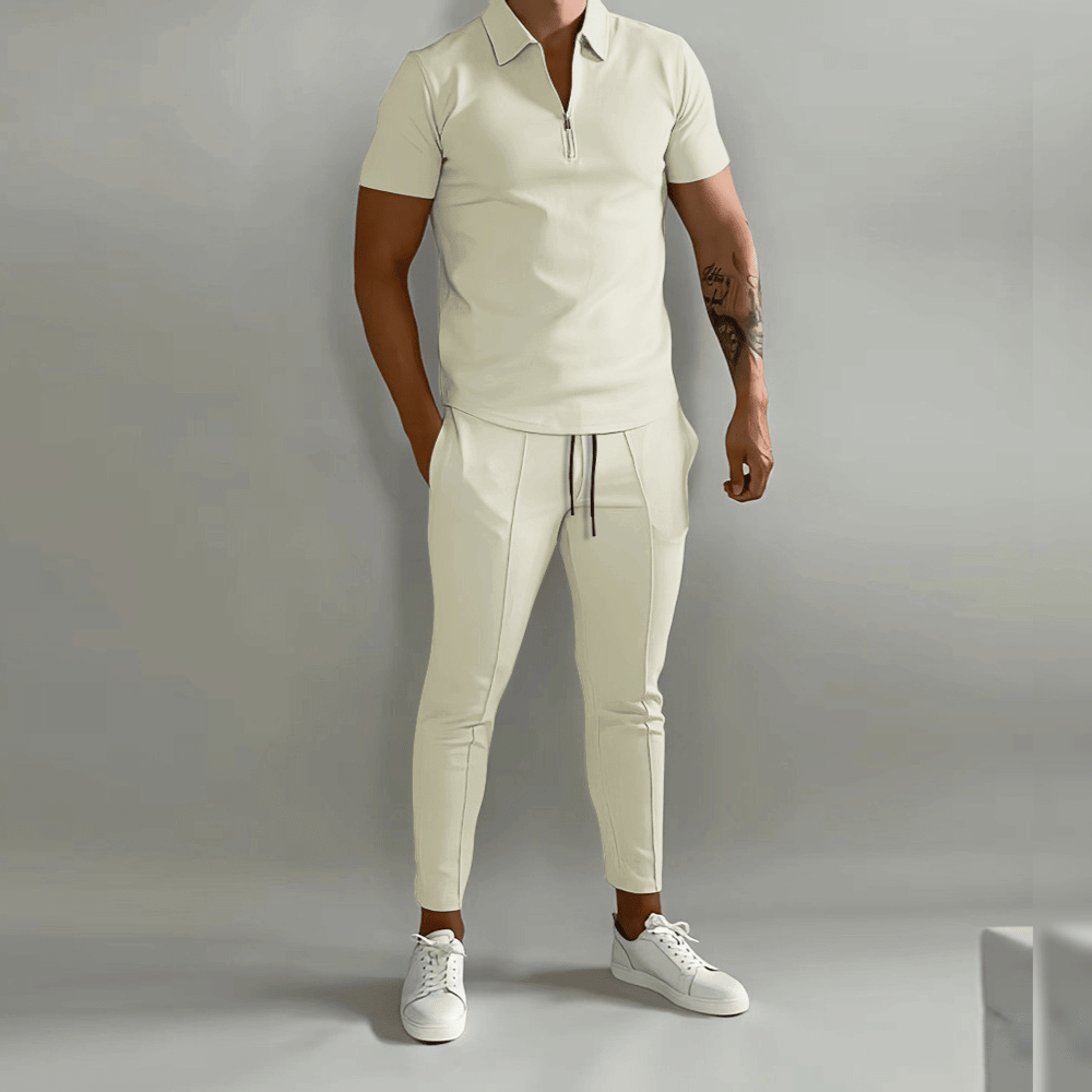 Classic Mens Polo Shirt and Pants Suit Set