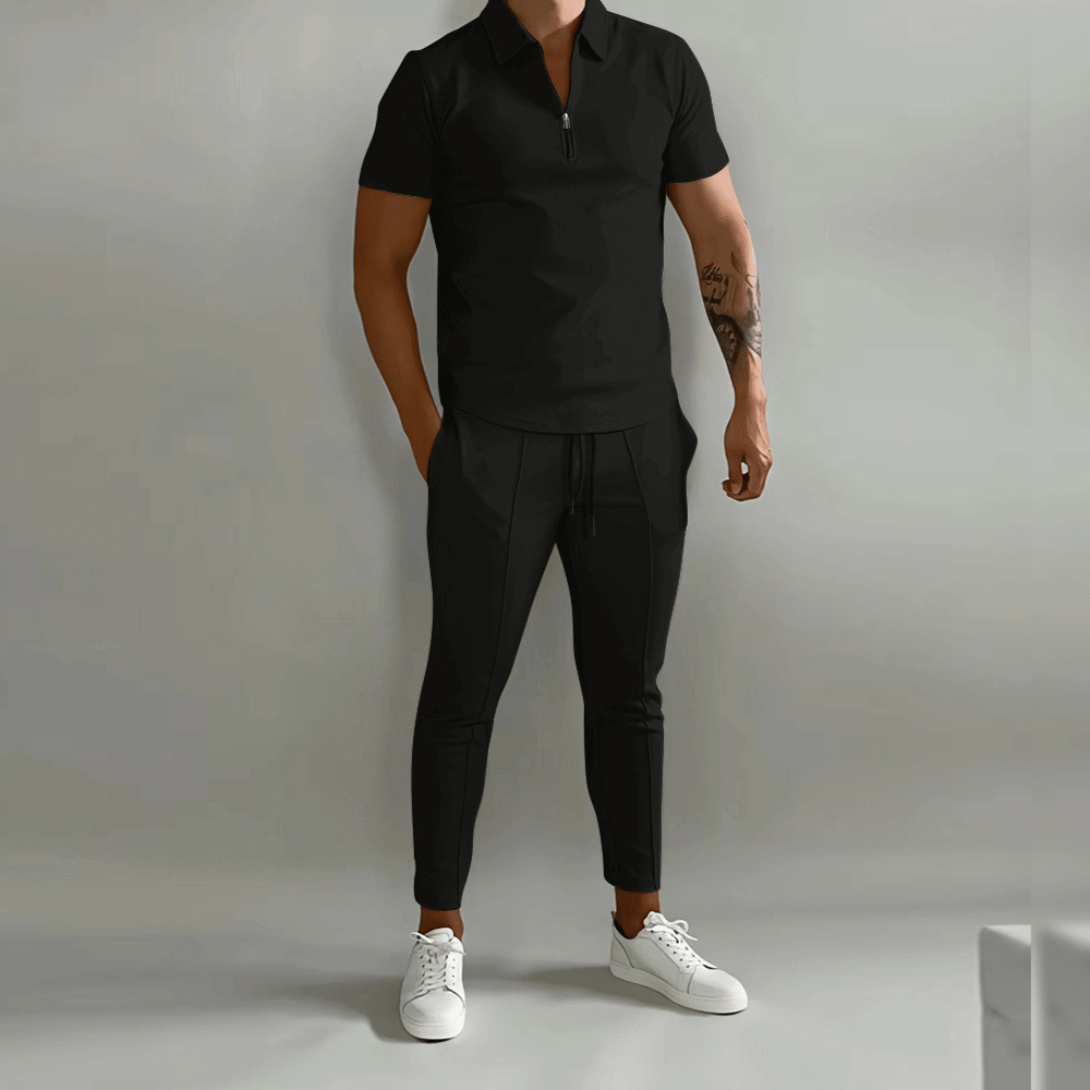 Classic Mens Polo Shirt and Pants Suit Set