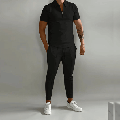 Classic Mens Polo Shirt and Pants Suit Set