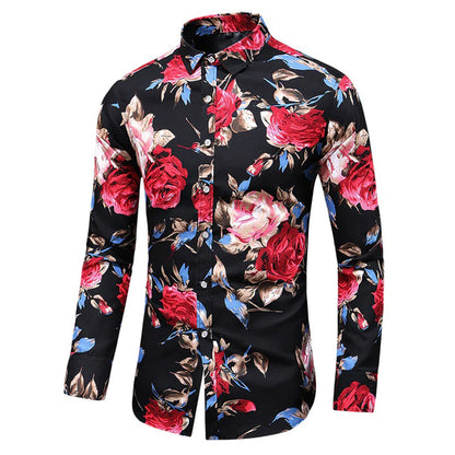 Fashionable Mens Floral Long Sleeve Casual Shirt