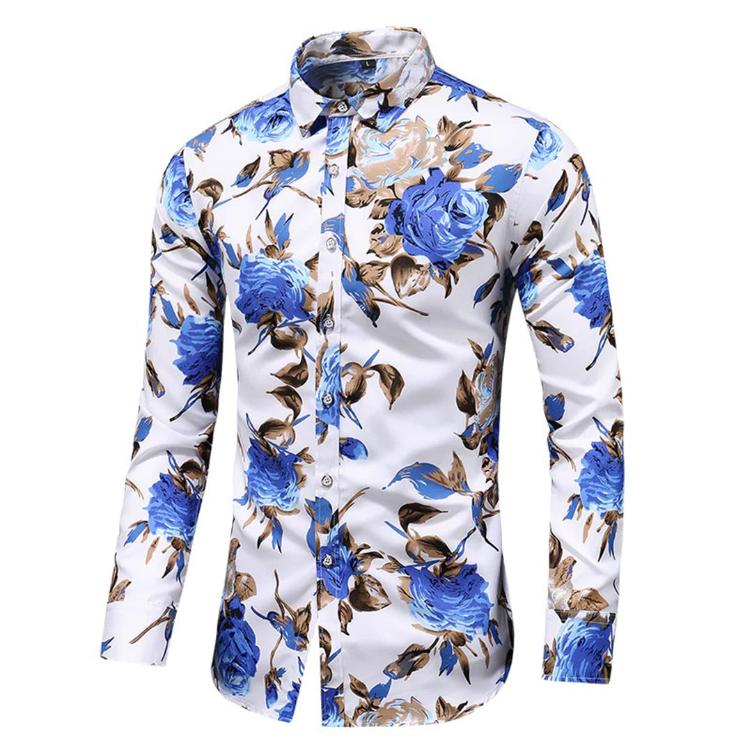 Fashionable Mens Floral Long Sleeve Casual Shirt