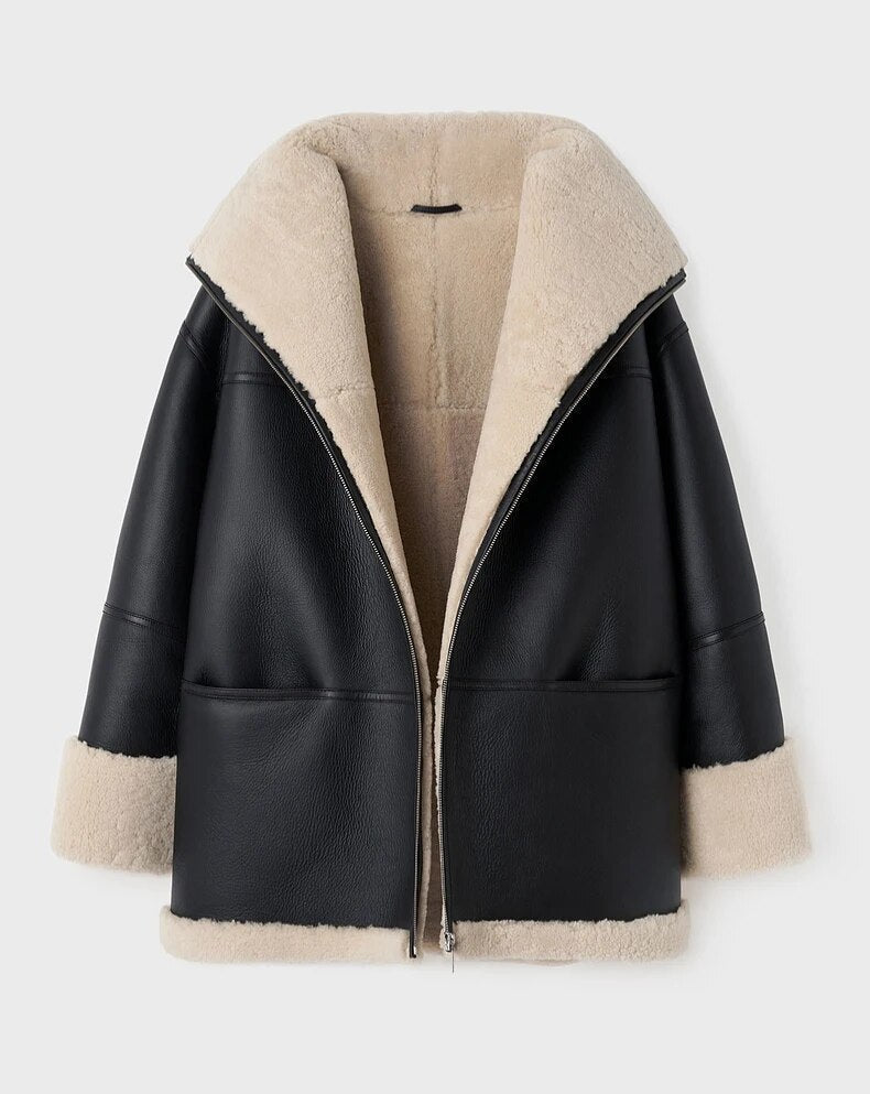 Luxurious Faux Fur Pilot Jacket for Ladies