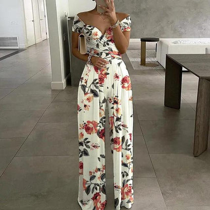 Chic Floral Off-The-Shoulder Jumpsuit for Women - ModishWorld