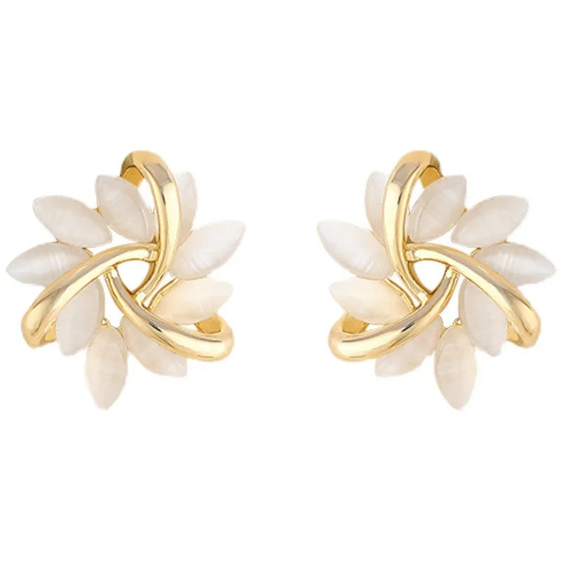 18K Gold-Plated Earrings with Twisted Flower & Pearl Blooms
 - ModishWorld