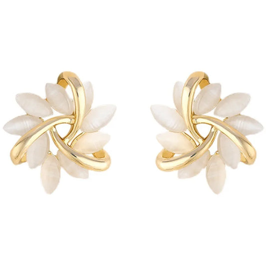 18K Gold-Plated Earrings with Twisted Flower & Pearl Blooms
 - ModishWorld